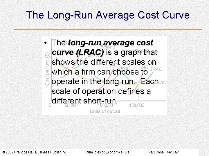 The Long-Run Average Cost Curve • The long-run average cost curve (LRAC) is a