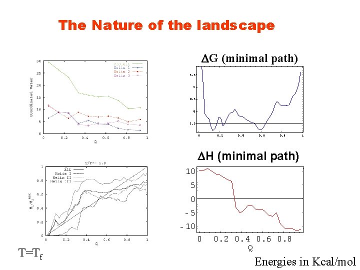 The Nature of the landscape Backbone Hydration G (minimal path) 5. 5 Free energy