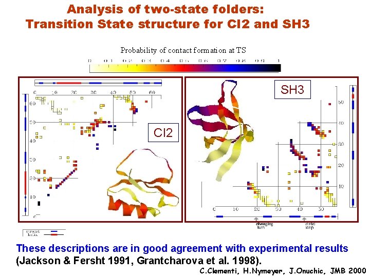 Analysis of two-state folders: Transition State structure for CI 2 and SH 3 Probability