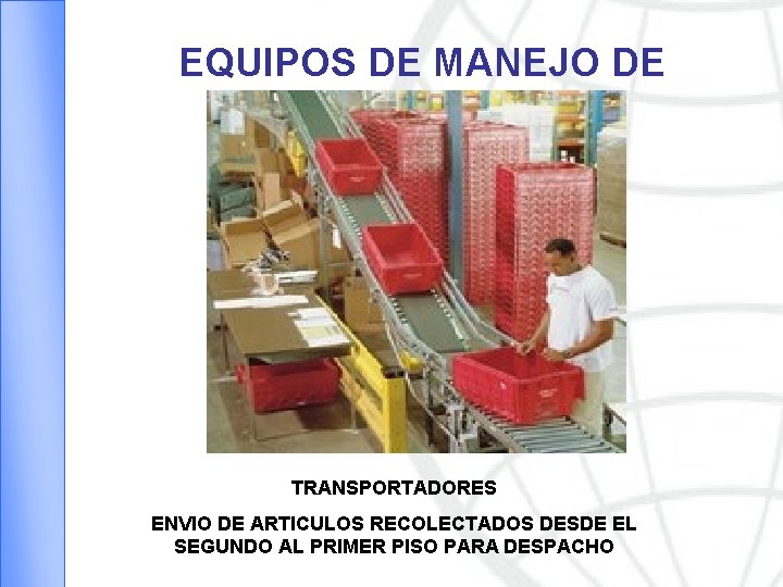 EQUIPOS DE MANEJO DE MATERIALES TRANSPORTADORES ENVIO DE ARTICULOS RECOLECTADOS DESDE EL SEGUNDO AL