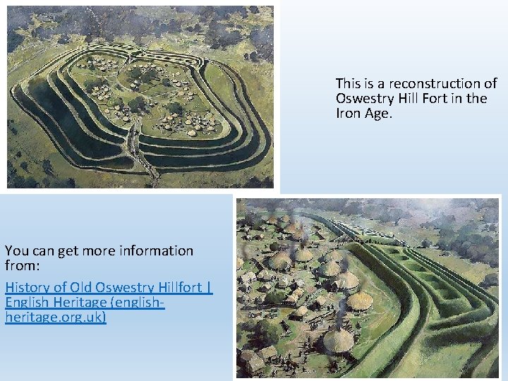 This is a reconstruction of Oswestry Hill Fort in the Iron Age. You can