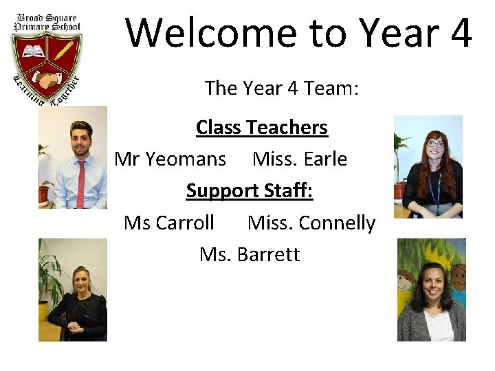 Welcome to Year 4 The Year 4 Team: Class Teachers Mr Yeomans Miss. Earle