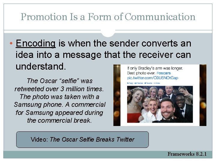 Promotion Is a Form of Communication • Encoding is when the sender converts an
