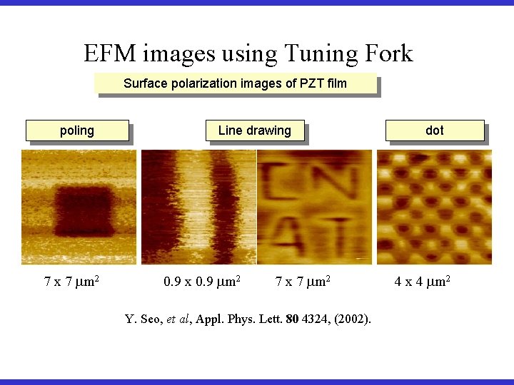 EFM images using Tuning Fork Surface polarization images of PZT film poling 7 x