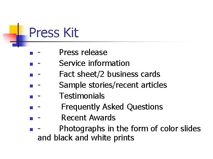 Press Kit n n n n and Press release Service information Fact sheet/2 business