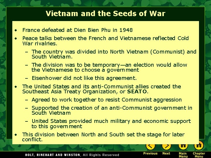 Vietnam and the Seeds of War • France defeated at Dien Bien Phu in Vietnam and the Seeds of War • France defeated at Dien Bien Phu in