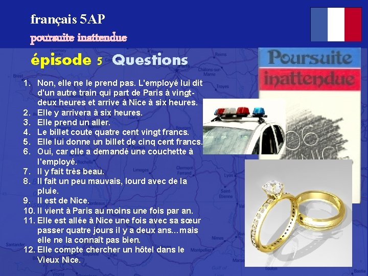 français 5 AP poursuite inattendue épisode 5 Questions 1. Non, elle ne le prend