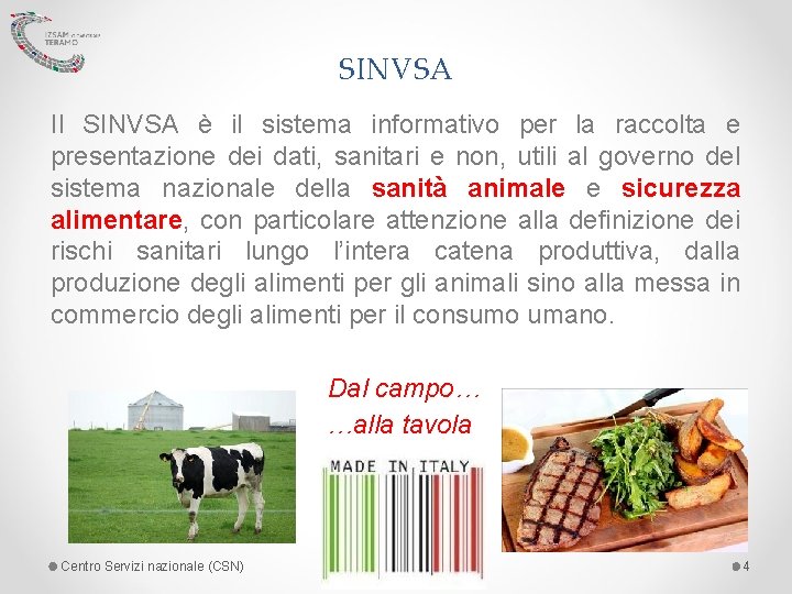 SINVSA Il SINVSA è il sistema informativo per la raccolta e presentazione dei dati,