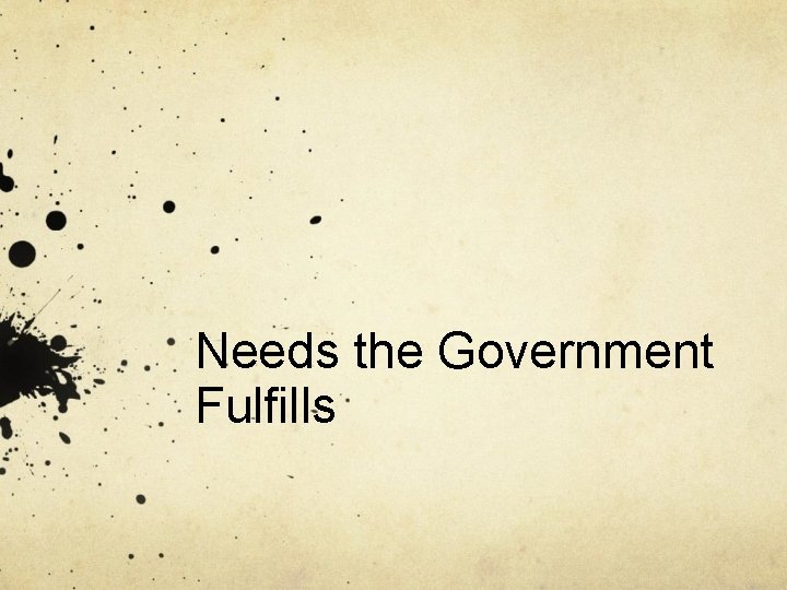Needs the Government Fulfills 