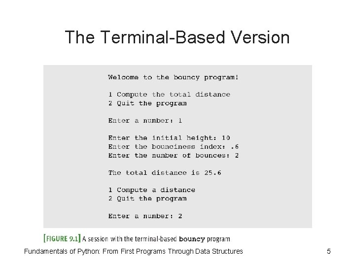 The Terminal-Based Version Fundamentals of Python: From First Programs Through Data Structures 5 