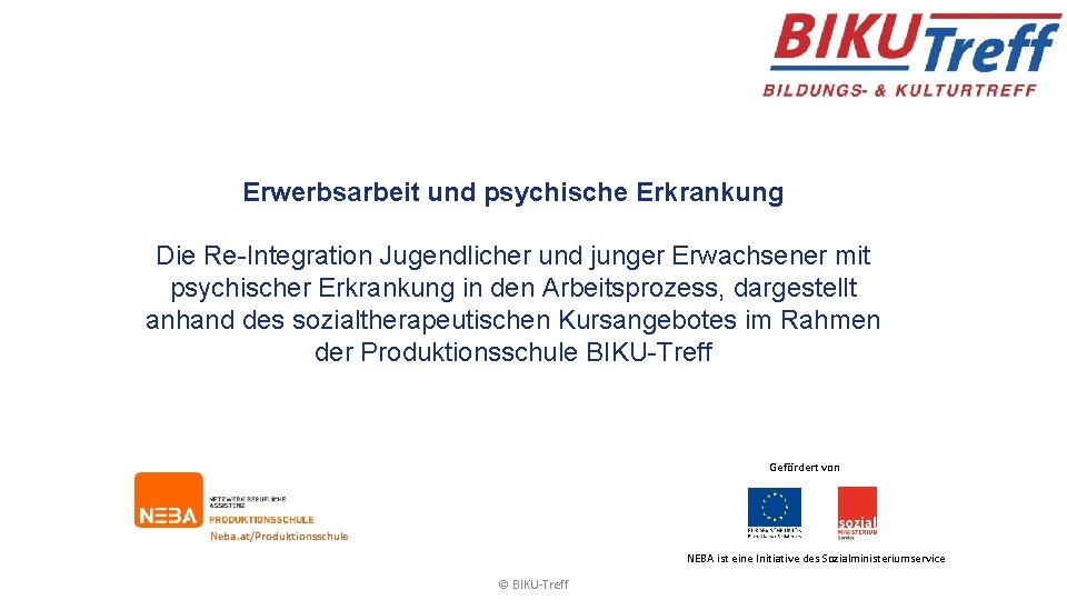 Erwerbsarbeit und psychische Erkrankung Die Re-Integration Jugendlicher und junger Erwachsener mit psychischer Erkrankung in