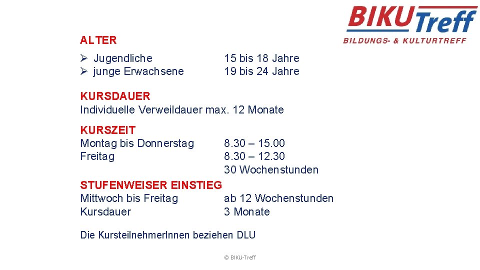 ALTER Ø Jugendliche Ø junge Erwachsene 15 bis 18 Jahre 19 bis 24 Jahre