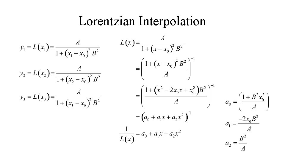 Lorentzian Interpolation Lorentzian Interpolation