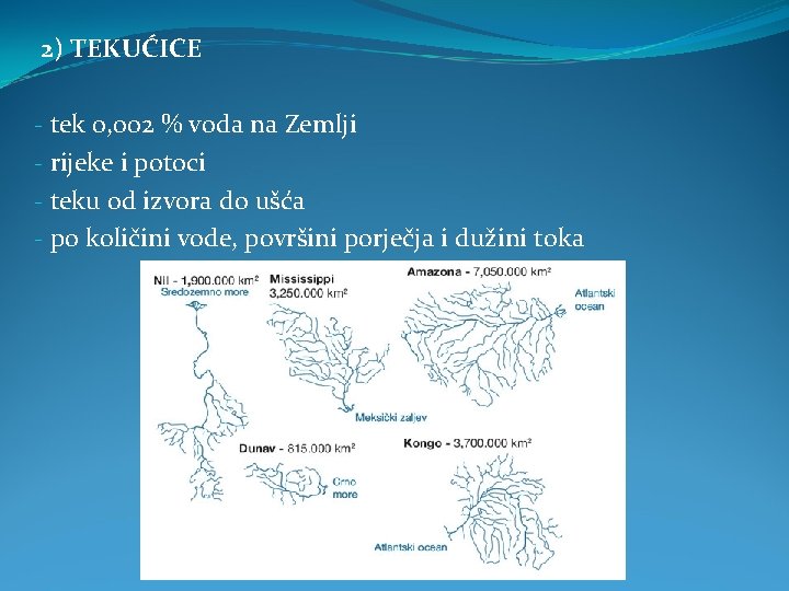 2) TEKUĆICE - tek 0, 002 % voda na Zemlji - rijeke i potoci
