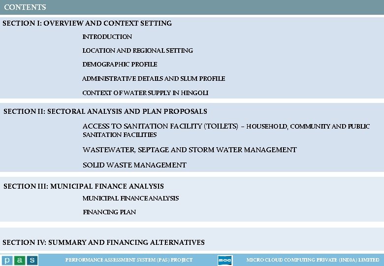 CONTENTS SECTION I: OVERVIEW AND CONTEXT SETTING INTRODUCTION LOCATION AND REGIONAL SETTING DEMOGRAPHIC PROFILE