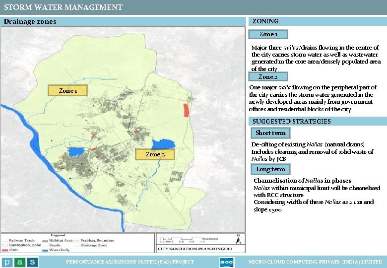 STORM WATER MANAGEMENT Drainage zones ZONING Zone 1 Major three nallas/drains flowing in the