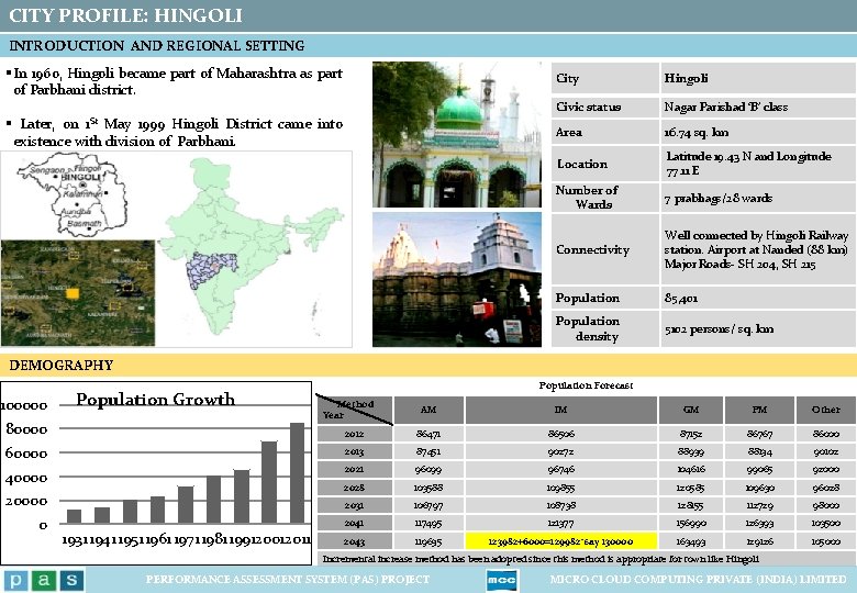 CITY PROFILE: HINGOLI INTRODUCTION AND REGIONAL SETTING § In 1960, Hingoli became part of