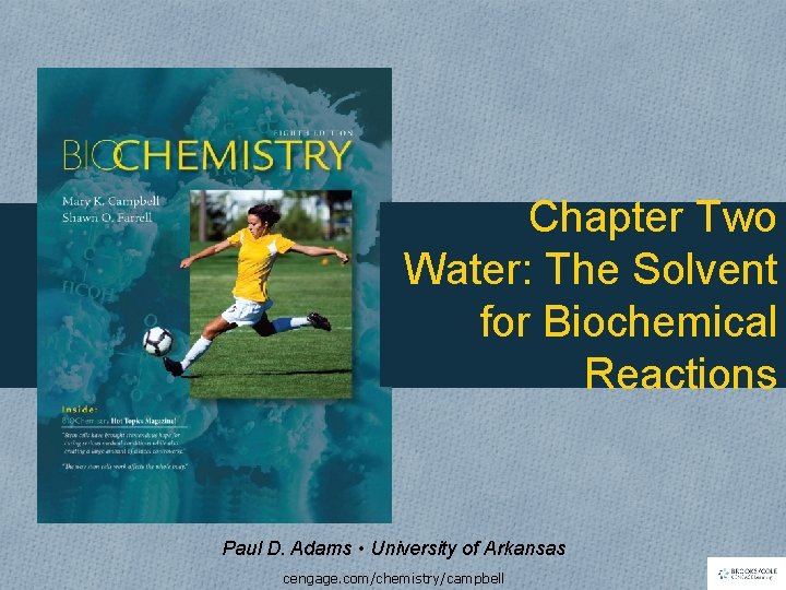 Chapter Two Water: The Solvent for Biochemical Reactions Paul D. Adams • University of