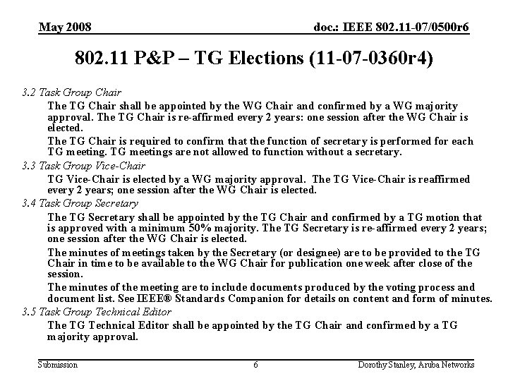 May 2008 doc. : IEEE 802. 11 -07/0500 r 6 802. 11 P&P –