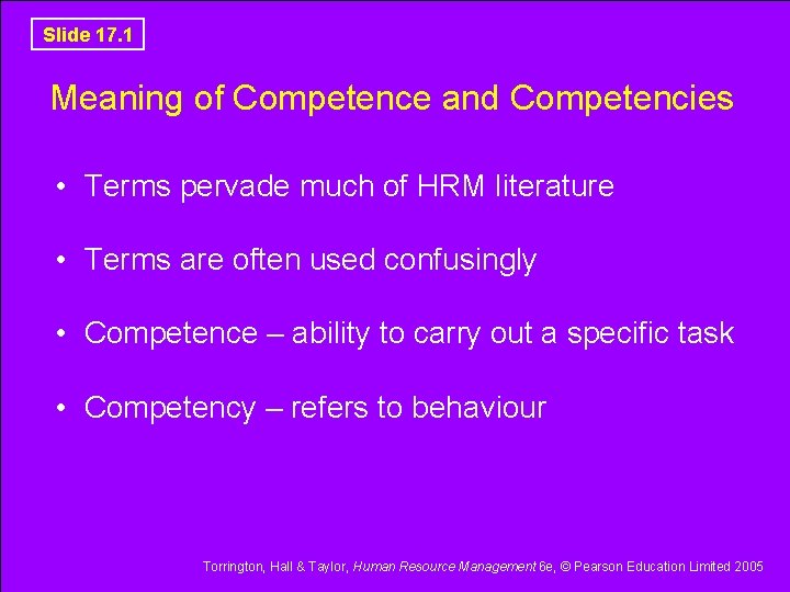 Slide 17. 1 Meaning of Competence and Competencies • Terms pervade much of HRM