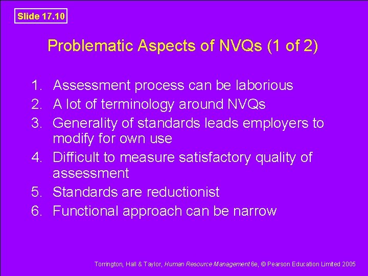 Slide 17. 10 Problematic Aspects of NVQs (1 of 2) 1. Assessment process can
