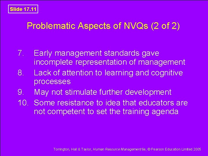 Slide 17. 11 Problematic Aspects of NVQs (2 of 2) 7. Early management standards