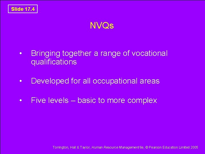 Slide 17. 4 NVQs • Bringing together a range of vocational qualifications • Developed