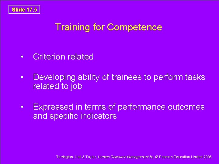 Slide 17. 5 Training for Competence • Criterion related • Developing ability of trainees