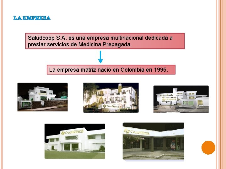 LA EMPRESA Saludcoop S. A. es una empresa multinacional dedicada a prestar servicios de