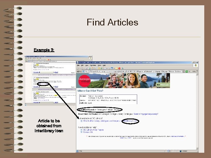 Find Articles Example 3: Article to be obtained from Interlibrary loan 