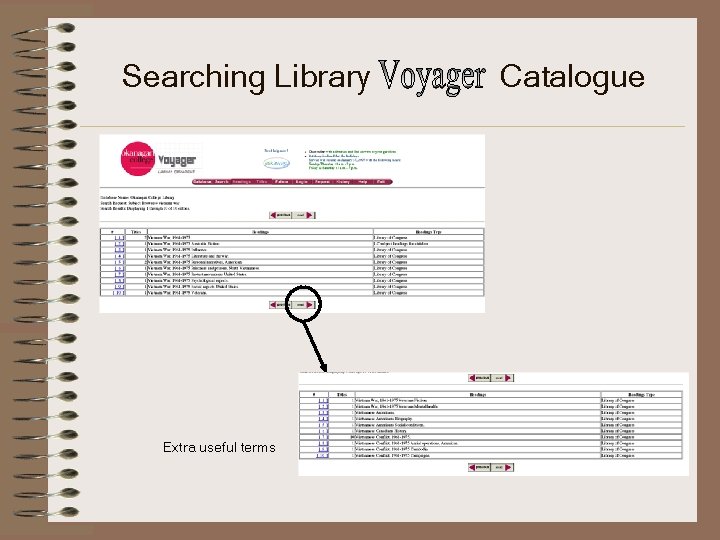 Searching Library Extra useful terms Catalogue 