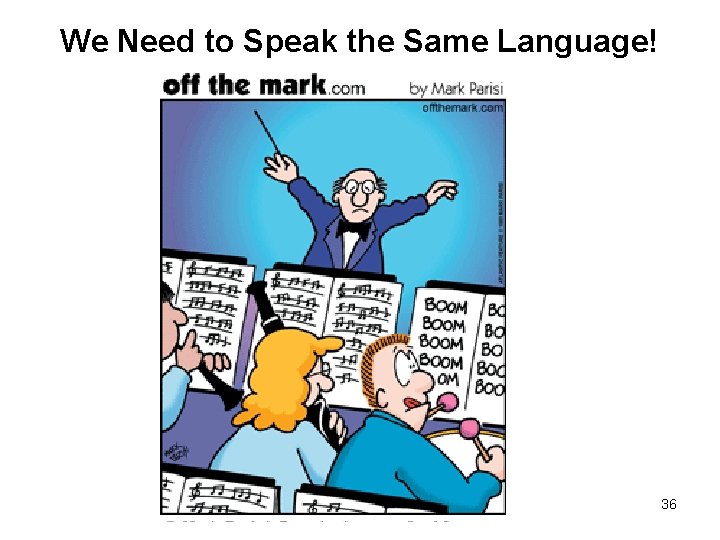 We Need to Speak the Same Language! 36 