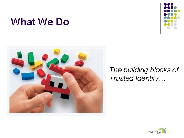 What We Do The building blocks of Trusted Identity… 