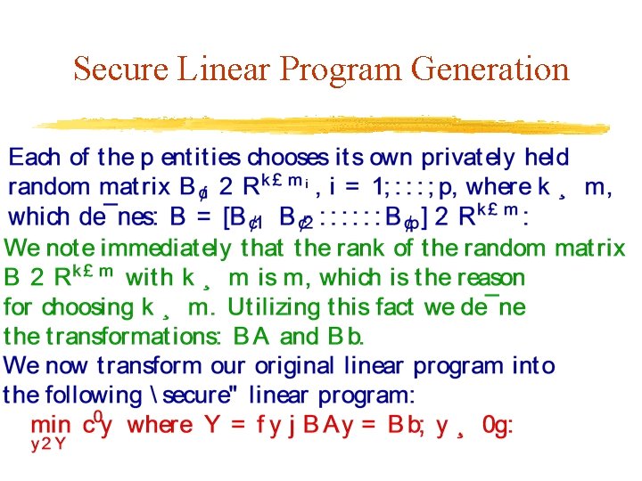 Secure Linear Program Generation 
