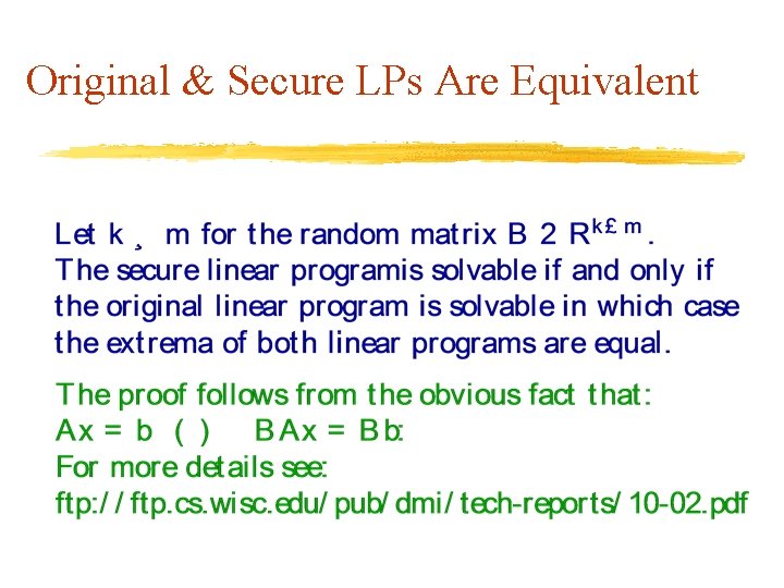 Original & Secure LPs Are Equivalent 