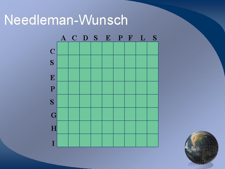 Needleman-Wunsch A C D S E C S E P S G H I