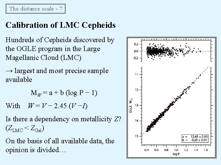 The distance scale - 7 Calibration of LMC Cepheids Hundreds of Cepheids discovered by