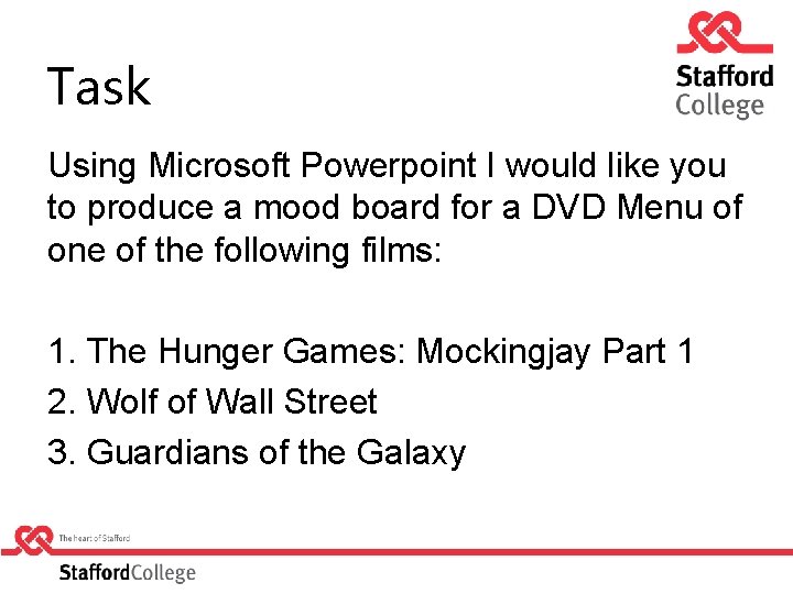 Task Using Microsoft Powerpoint I would like you to produce a mood board for