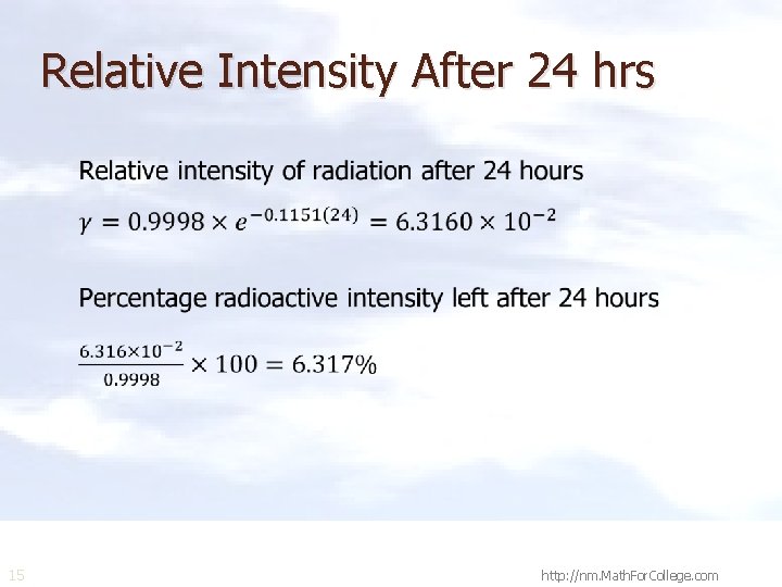 Relative Intensity After 24 hrs 15 http: //nm. Math. For. College. com 