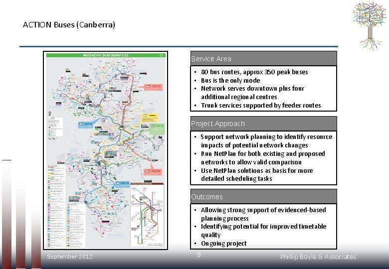 ACTION Buses (Canberra) Service Area • 80 bus routes, approx 350 peak buses •