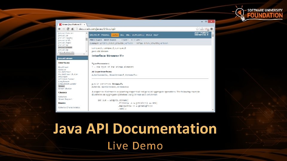Java API Documentation Live Demo Java API Documentation Live Demo