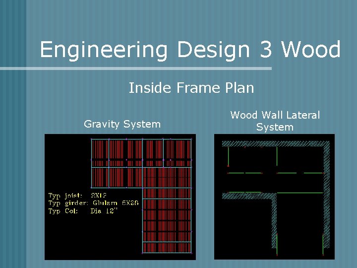 Engineering Design 3 Wood Inside Frame Plan Gravity System Wood Wall Lateral System 