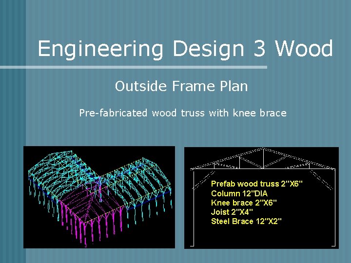 Engineering Design 3 Wood Outside Frame Plan Pre-fabricated wood truss with knee brace Prefab