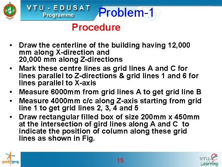 Problem-1 Procedure • Draw the centerline of the building having 12, 000 mm along