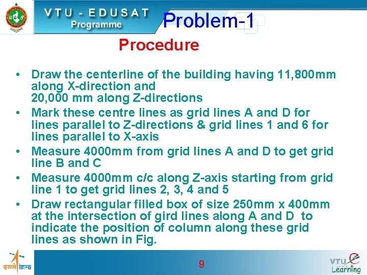 Problem-1 Procedure • Draw the centerline of the building having 11, 800 mm along