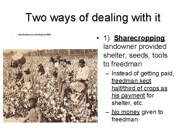 Two ways of dealing with it • http: //blackcynic. com/blog/? p=2838 • 1) Sharecropping: