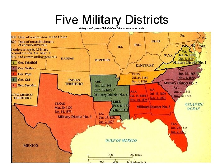 Five Military Districts history. sandiego. edu/GEN/civilwar/16/reconstruction 1. html 