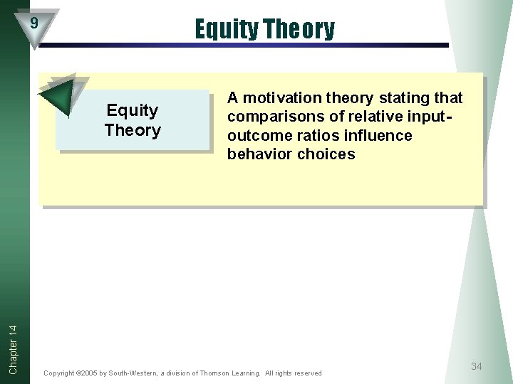 Equity Theory 9 Chapter 14 Equity Theory A motivation theory stating that comparisons of Equity Theory 9 Chapter 14 Equity Theory A motivation theory stating that comparisons of