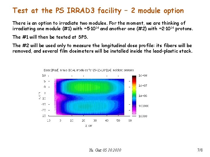Test at the PS IRRAD 3 facility – 2 module option There is an