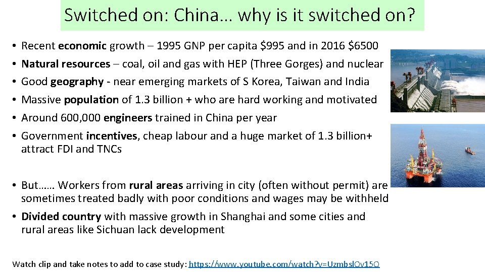 Switched on: China… why is it switched on? • • • Recent economic growth